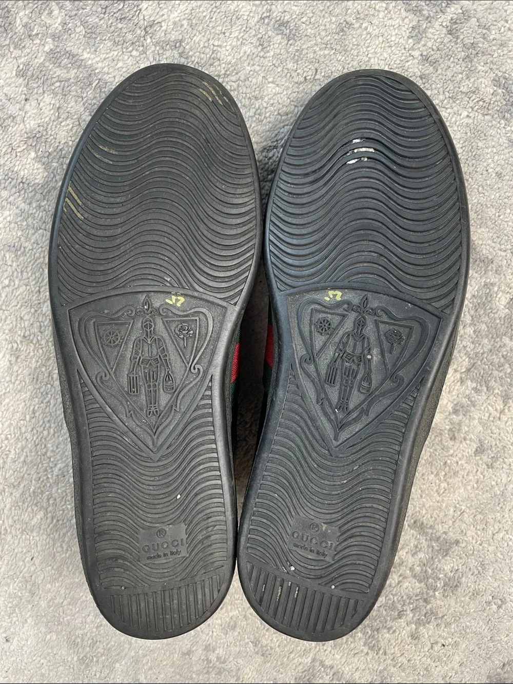 Gucci Miro Soft Web Ace Leather Slip On Sneakers Black Mens Sz 10